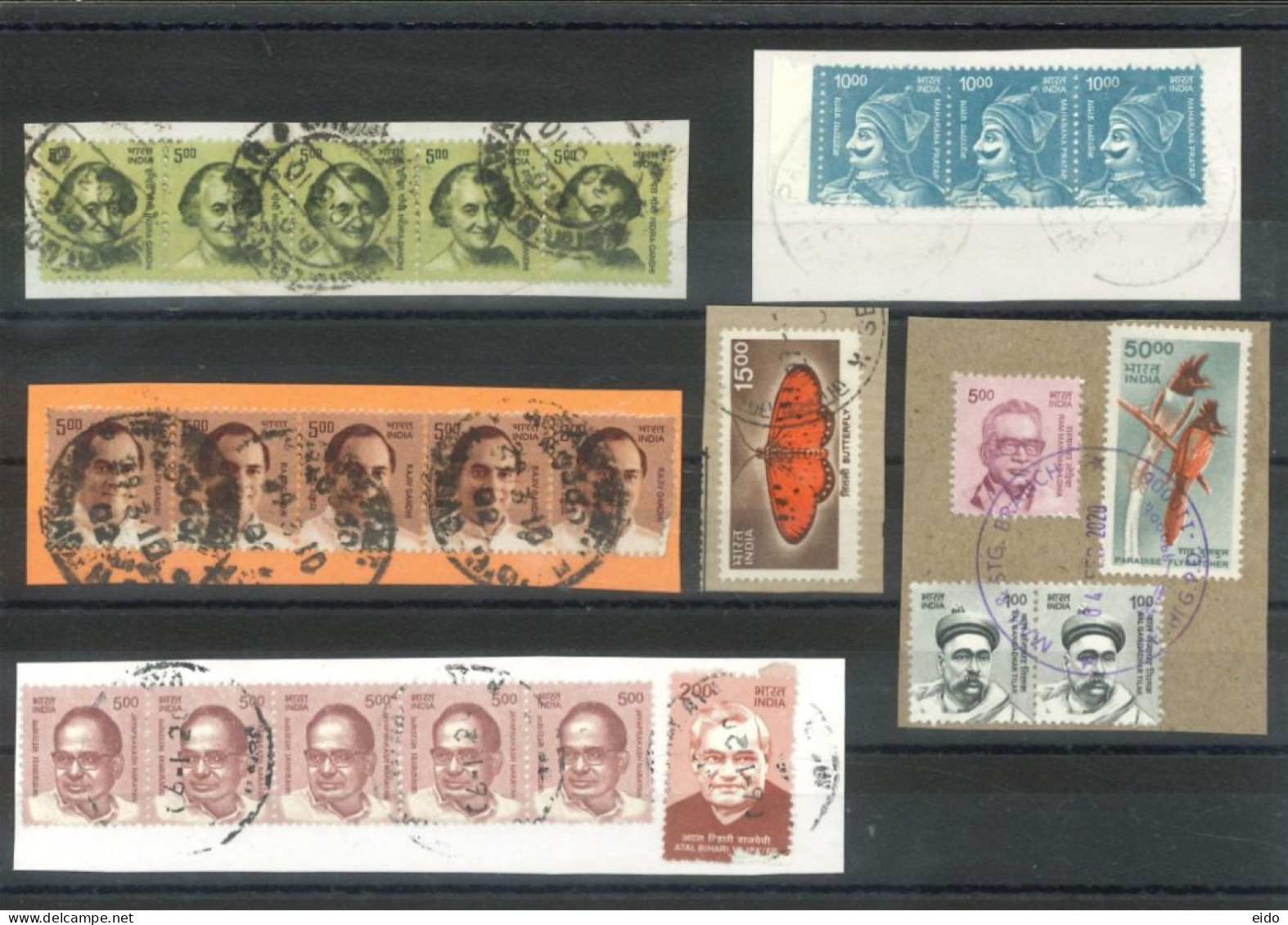 INDIA  -  DEFINITIVE STAMPS COLLECTION WITH POSTAGE SEAL, USED. - Used Stamps