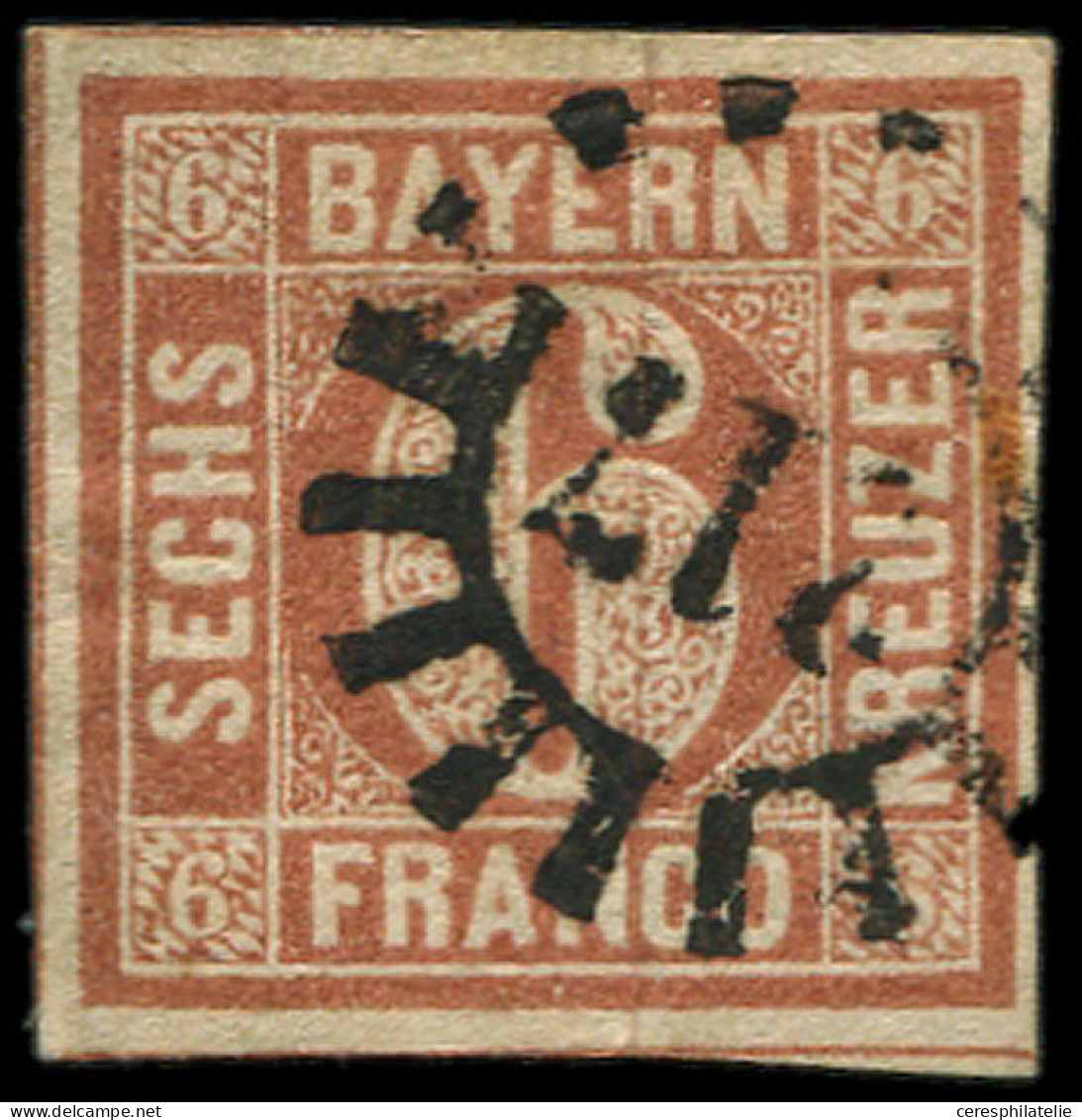 ALLEMAGNE (ANCIENS ETATS) BAVIERE 3 : 6k. Brun-rouge, Obl. 217, TB - Sonstige & Ohne Zuordnung