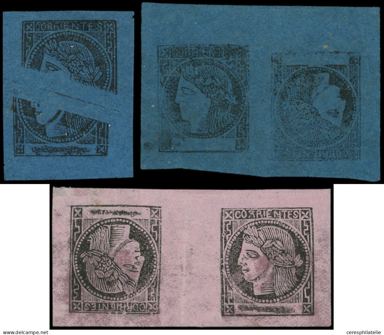 * ARGENTINE Corrientes 7 (3) Et 8 : 3 Variétés, TB, Signés - Corrientes (1856-1880)