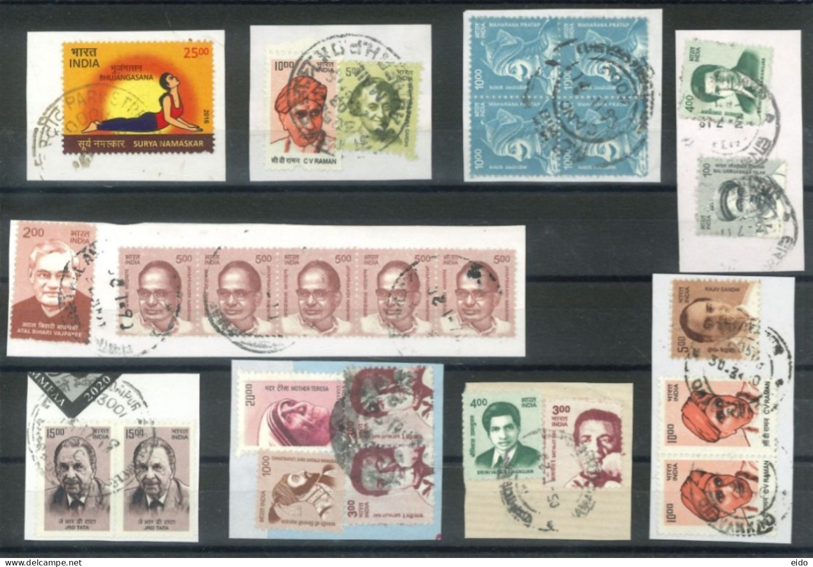 INDIA  -  SELECTION OF DEFINITIVE STAMPS WITH POSTAGE SEAL, USED. - Gebruikt