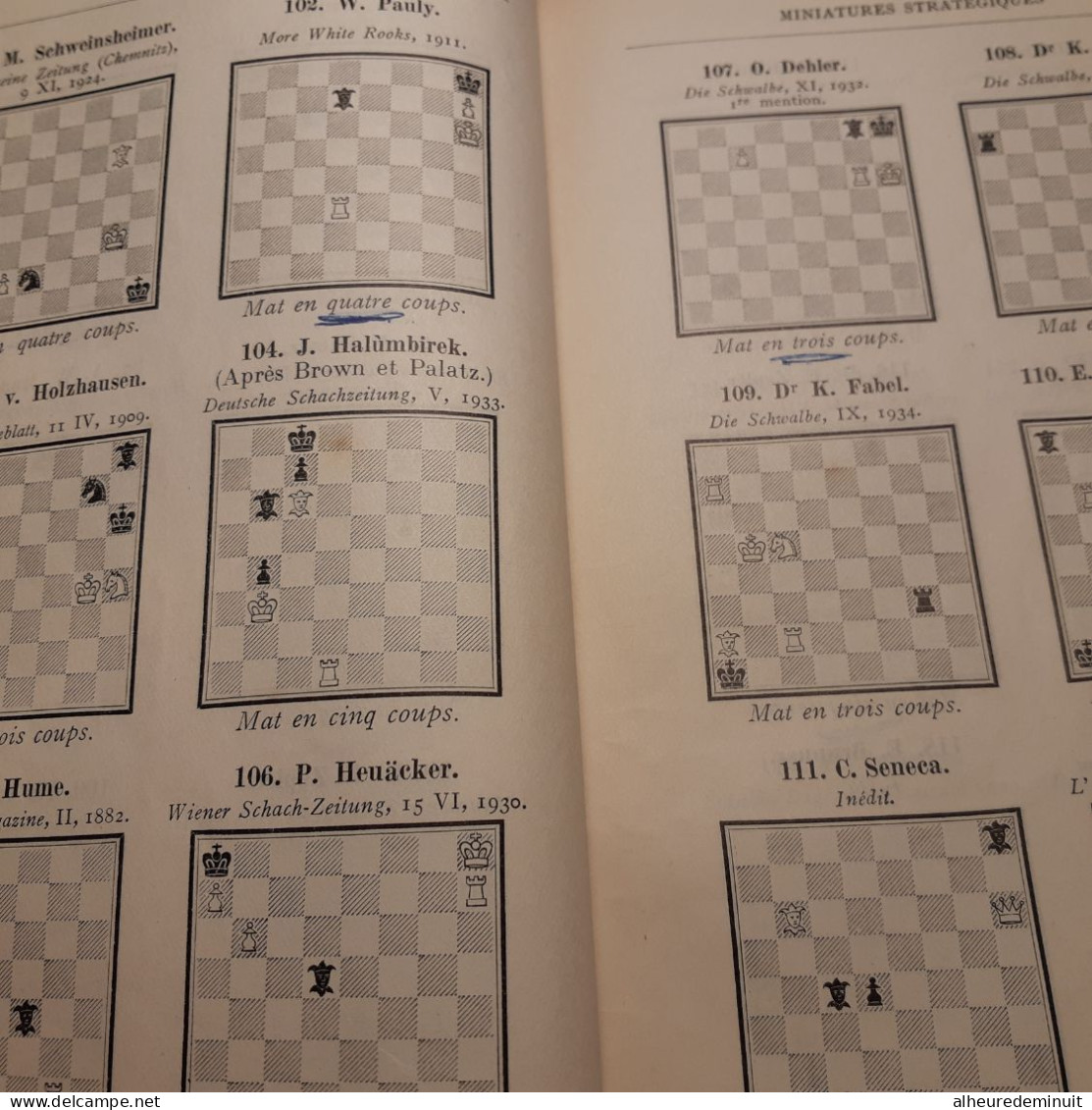 livret MINIATURES STRATEGIQUES"F.PALATZ"monographies sur le problème d'Echecs"l'échiquier Français"200 miniatures"jeux