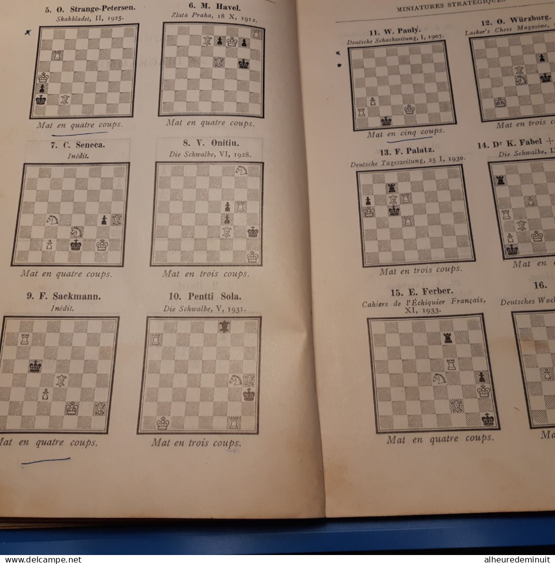 livret MINIATURES STRATEGIQUES"F.PALATZ"monographies sur le problème d'Echecs"l'échiquier Français"200 miniatures"jeux