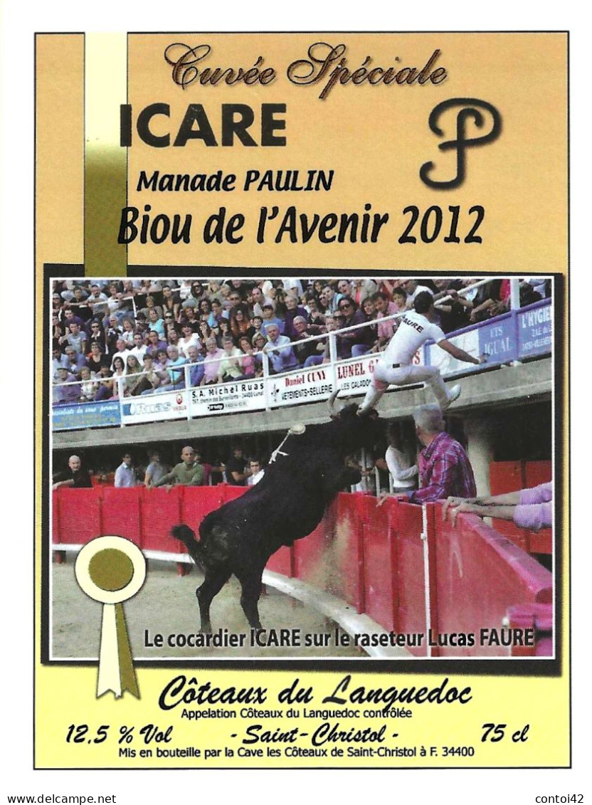 ETIQUETTES TAUREAUX COCARDE COURSE LIBRE RAZETEURS CLUB TAURIN MONTFRIN CAMARGUE PROVENCE PUBLICITE VINS - Toros