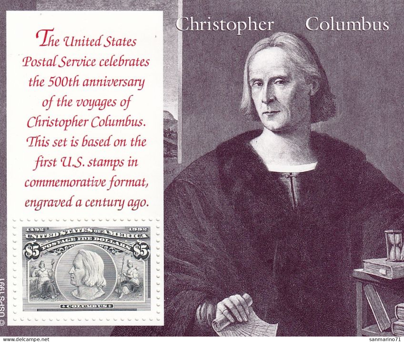 UNITED STATES Block 30,unused (**) - Christoph Kolumbus