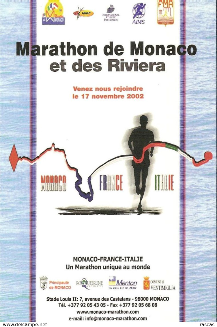 CPM - ATHLETISME - COURSE A PIED - MARATHON DE MONACO ET DES RIVIERA 2002 - Athlétisme