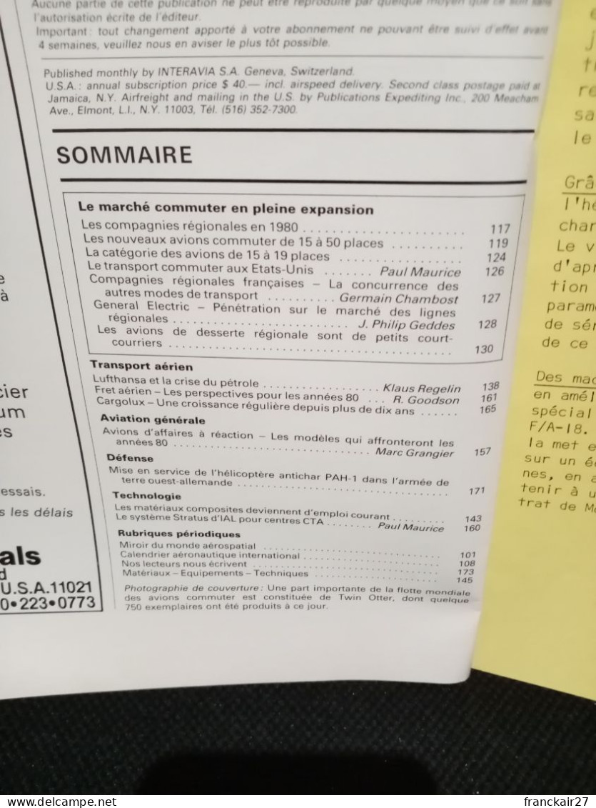 INTERAVIA 2/1981 Revue Internationale Aéronautique Astronautique Electronique - Aviation
