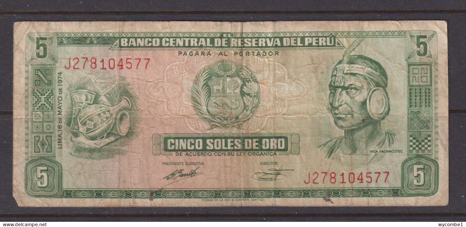 PERU - 1974 5 Sol Circulated Banknote - Perù