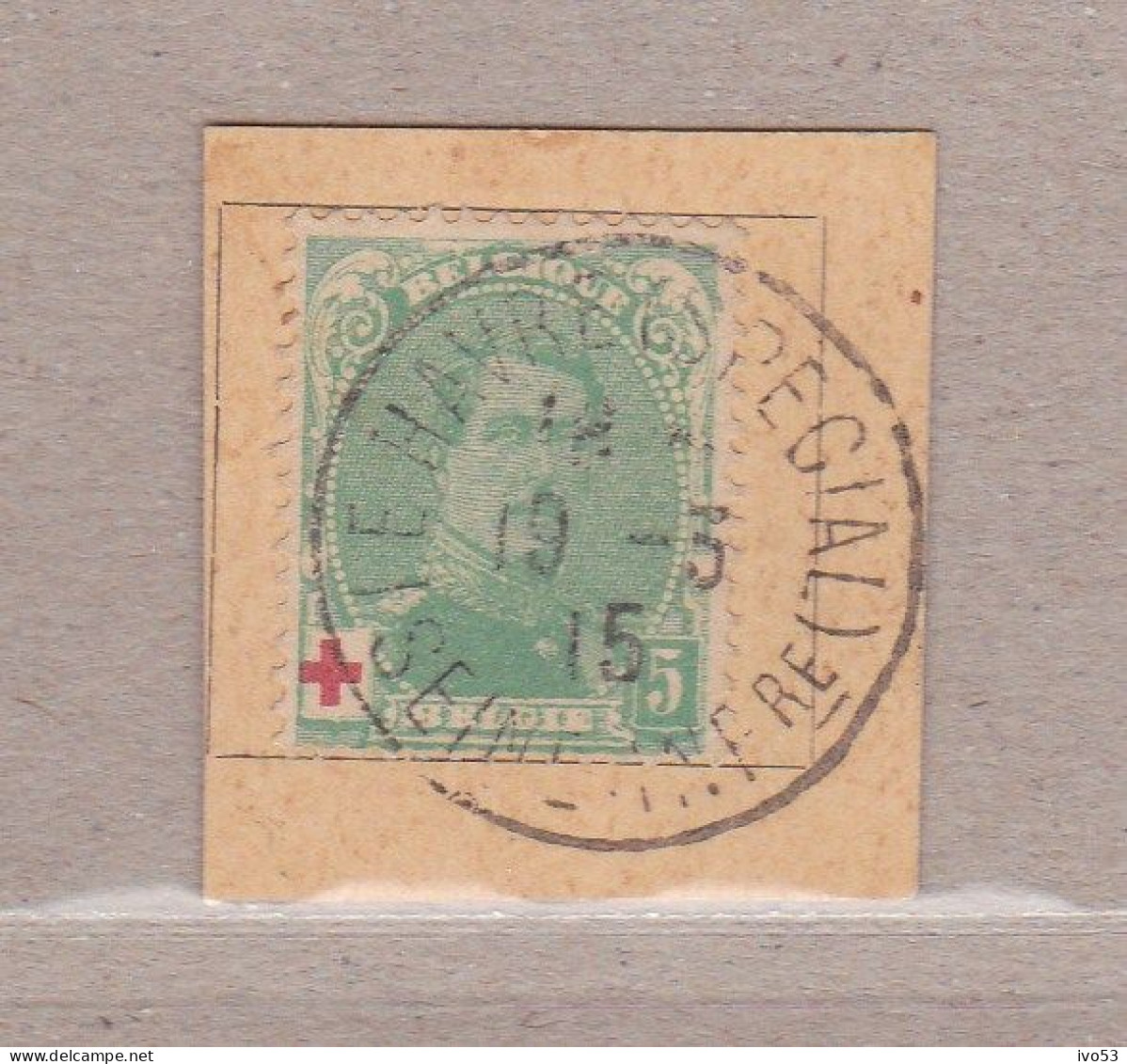 1914 Nr 129 Gestempeld Op Fragment.Rode Kruis.OBP 5 Euro. - 1914-1915 Red Cross