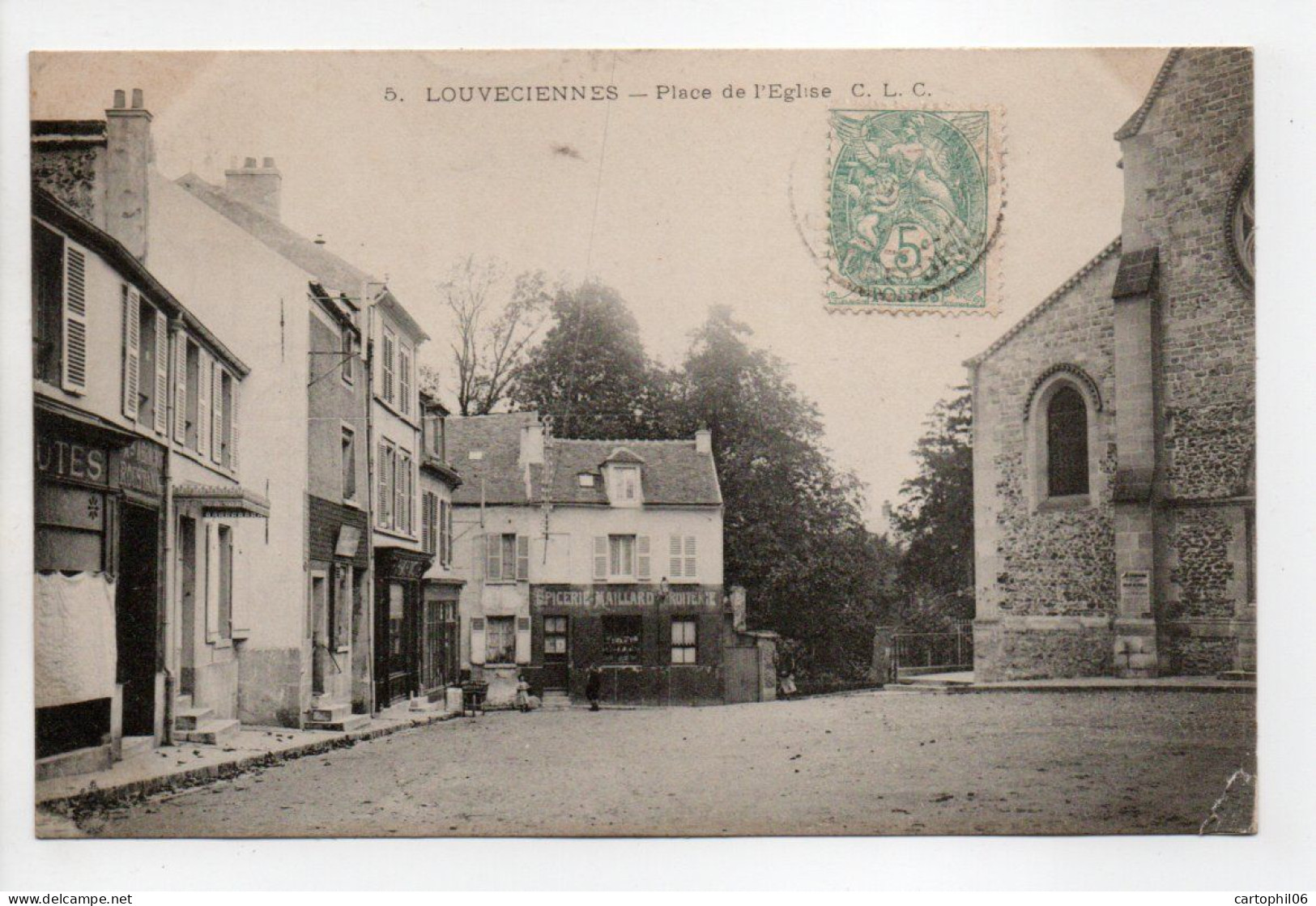 - CPA LOUVECIENNES (78) - Place De L'Eglise 1906 (EPICERIE MAILLARD) - Edition C. L. C. N° 5 - - Louveciennes