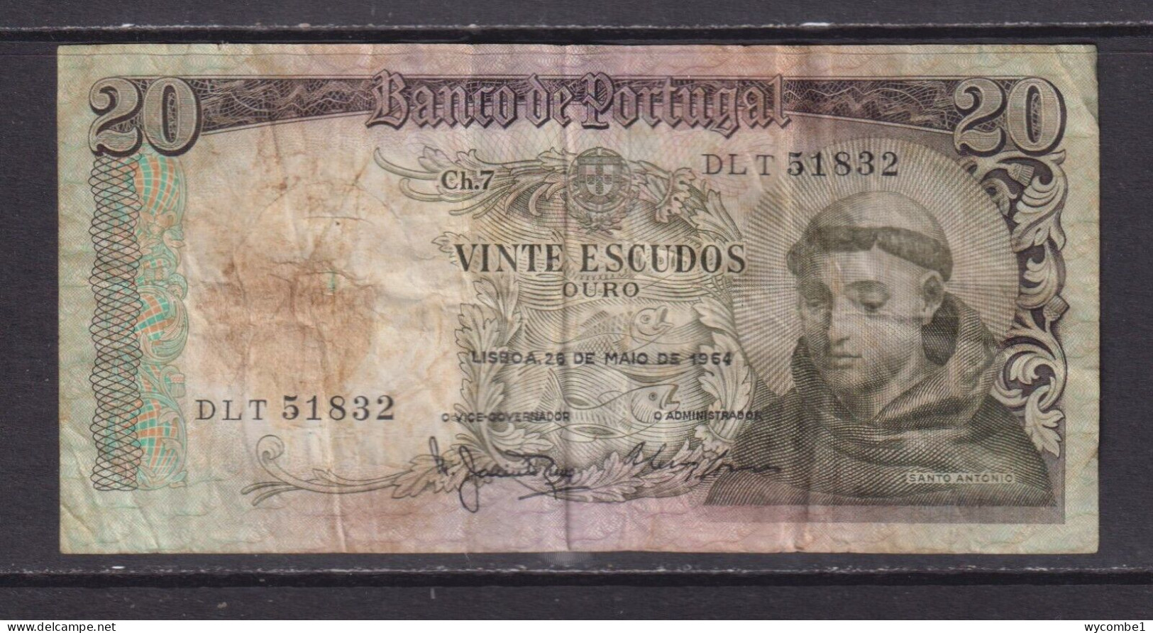 PORTUGAL - 1964 20 Escudos Circulated Banknote - Portugal