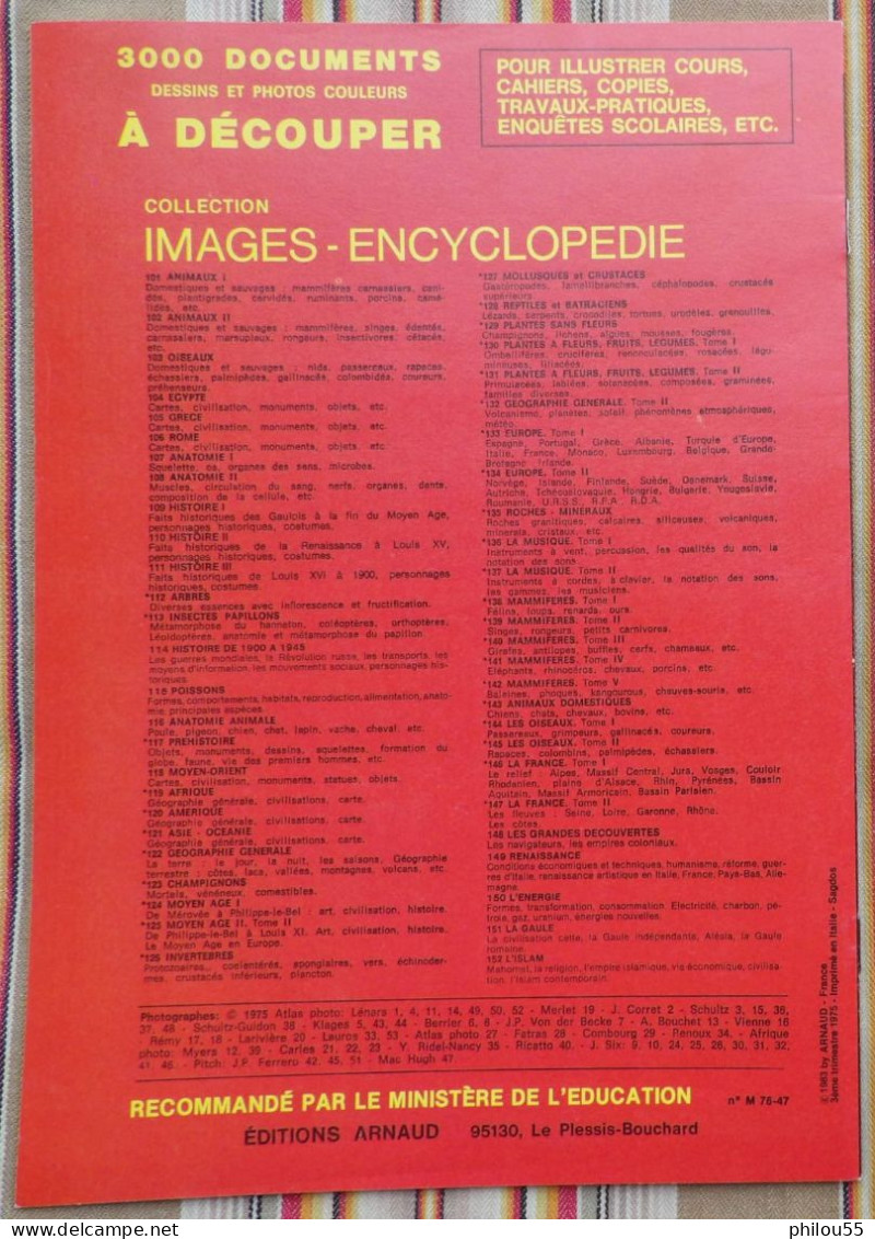 DOCUMENTATION SCOLAIRE Images ARNAUD MAMMIFERES Tome V 1983 - Learning Cards