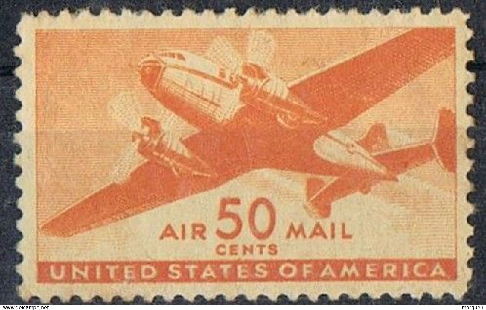 Sello 50 Ctvos Estados Unidos, Air Mail USA , Yvert Num 32 * - 1b. 1918-1940 Nuevos