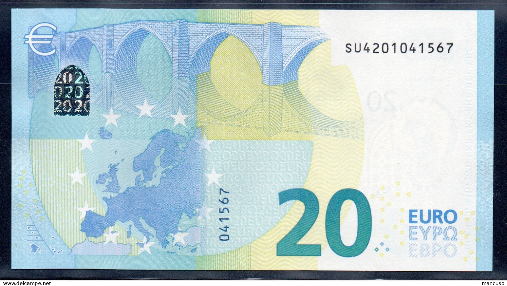 EURO 20  ITALIA SU S028  "20"  LAGARDE  UNC - 20 Euro