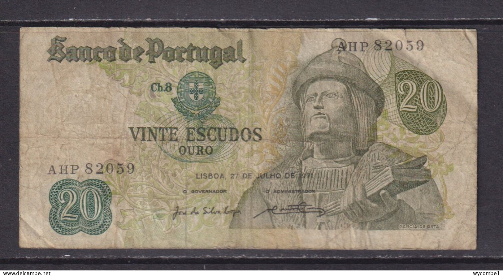 PORTUGAL - 1971 20 Escudos Circulated Banknote - Portugal