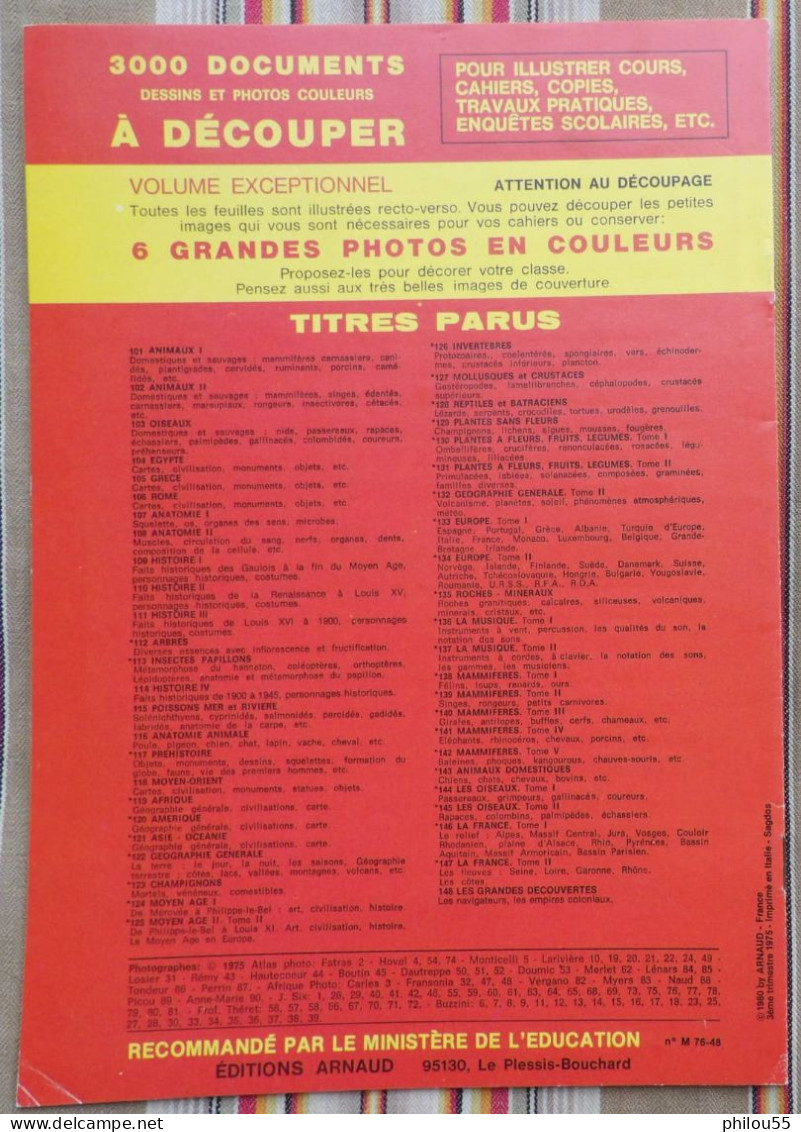 DOCUMENTATION SCOLAIRE Images ARNAUD ANIMEAUX DOMESTIQUES 1980 - Learning Cards