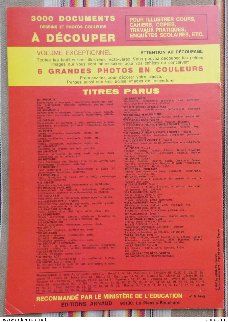 DOCUMENTATION SCOLAIRE Images ARNAUD ANIMEAUX DOMESTIQUES 1980 - Fichas Didácticas