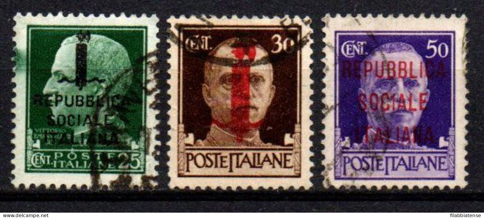 1944 - Italia - Repubblica Sociale 490/92 Imperiale  ------ - Gebraucht