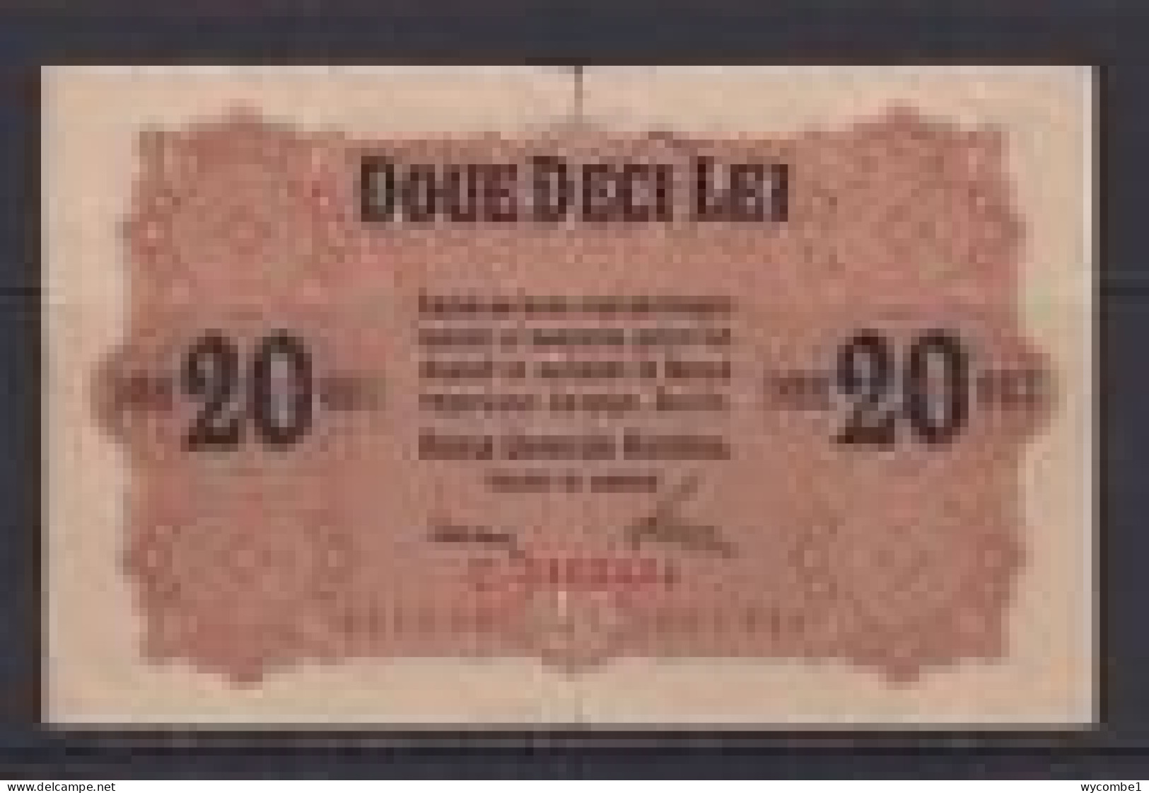 ROMANIA - 1917 German Occupation 20 Lei Circulated Banknote - Roumanie