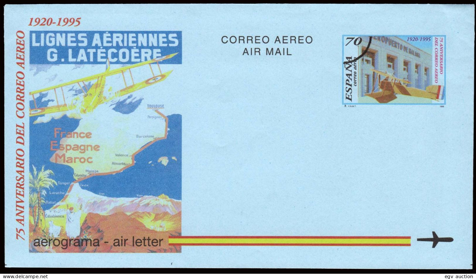 España - Edi O Aerograma 220M - 1995 - Arco Circunferencia "Muestra" - 1931-....