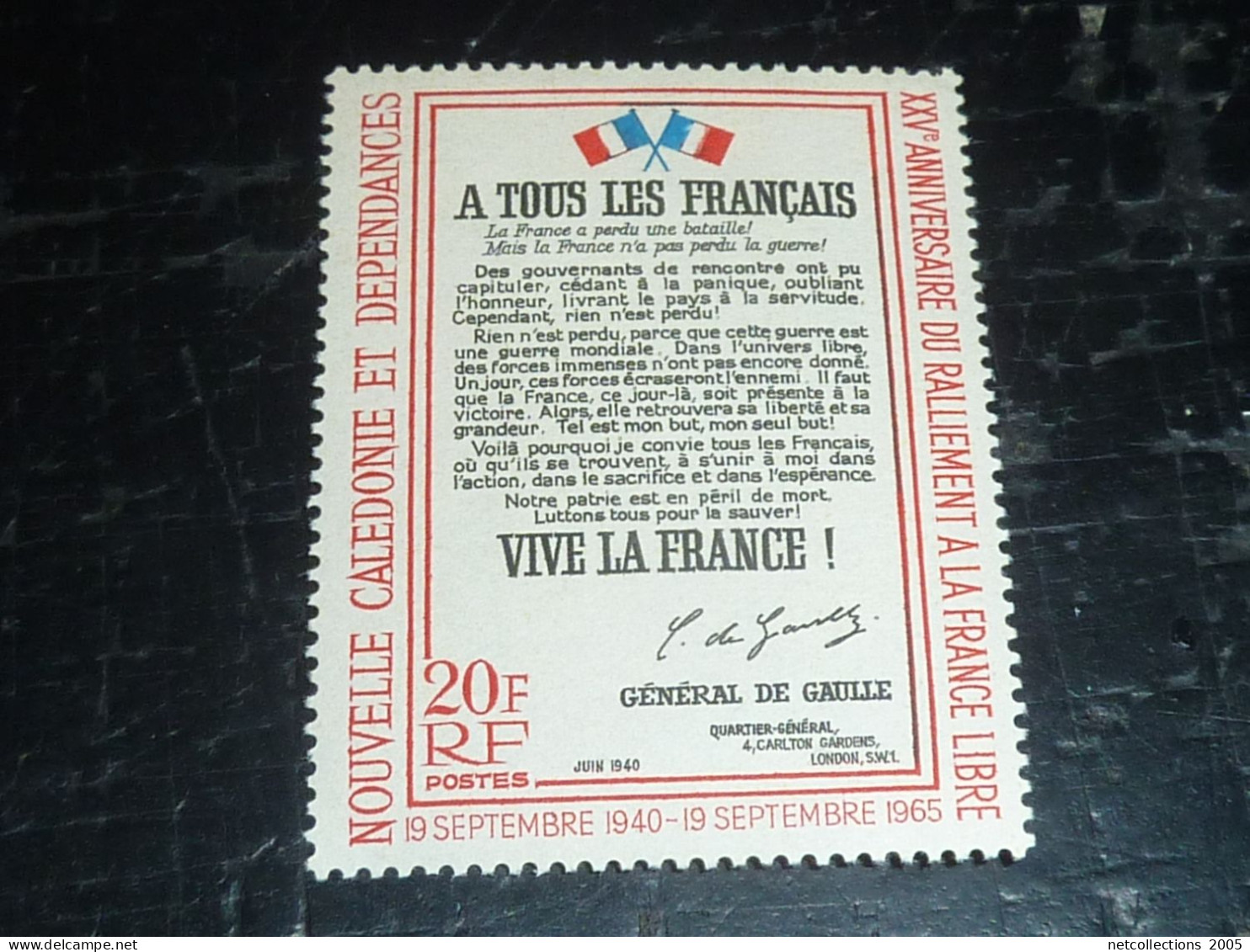 NOUVELLE CALEDONIE 1965 N°326 XXV° Anniversaire Du Ralliement A La France Libre - NEUF SANS CHARNIERE (CV) - Neufs