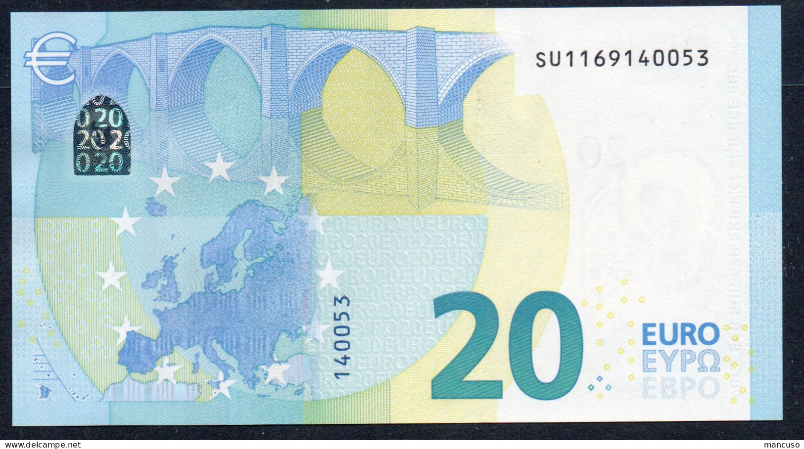 EURO 20  ITALIA SU  S027  "16"  LAGARDE  UNC - 20 Euro