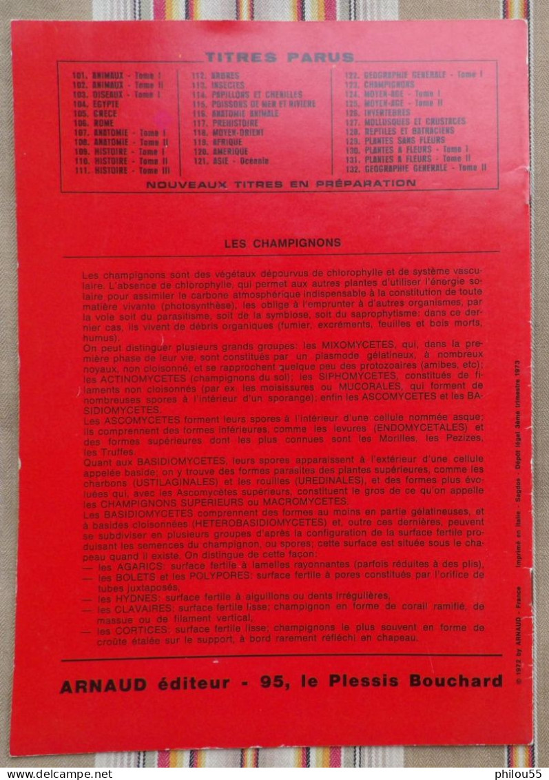 DOCUMENTATION SCOLAIRE Images ARNAUD CHAMPIGNONS 1973 - Didactische Kaarten