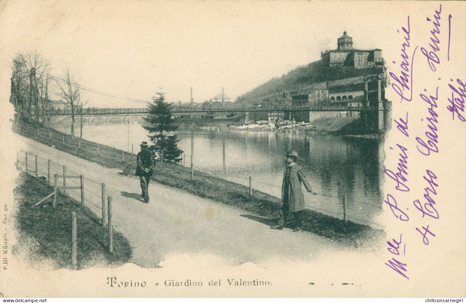 * TORINO - Giardino Del Valentino E Veduta Del Fiume Po - Animée - Edit. KUNZLI - 1901 - Fiume Po