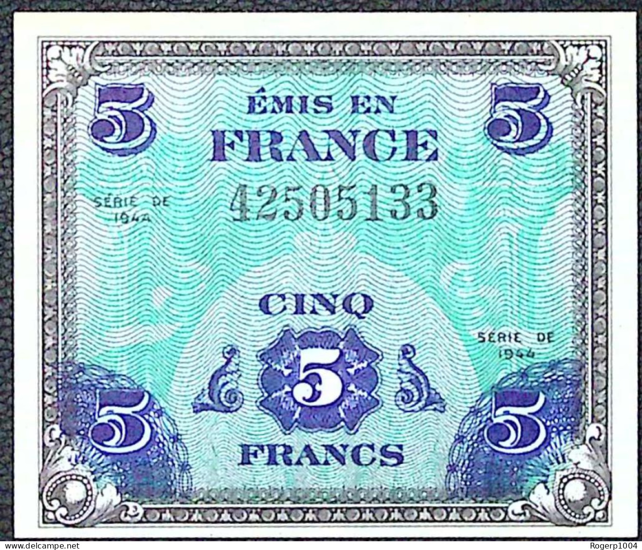 FRANCE * TRESOR * 5 Francs DRAPEAU 1944 * État/Grade NEUF/UNC * Fay. VF.17.01 - 1944 Flag/France