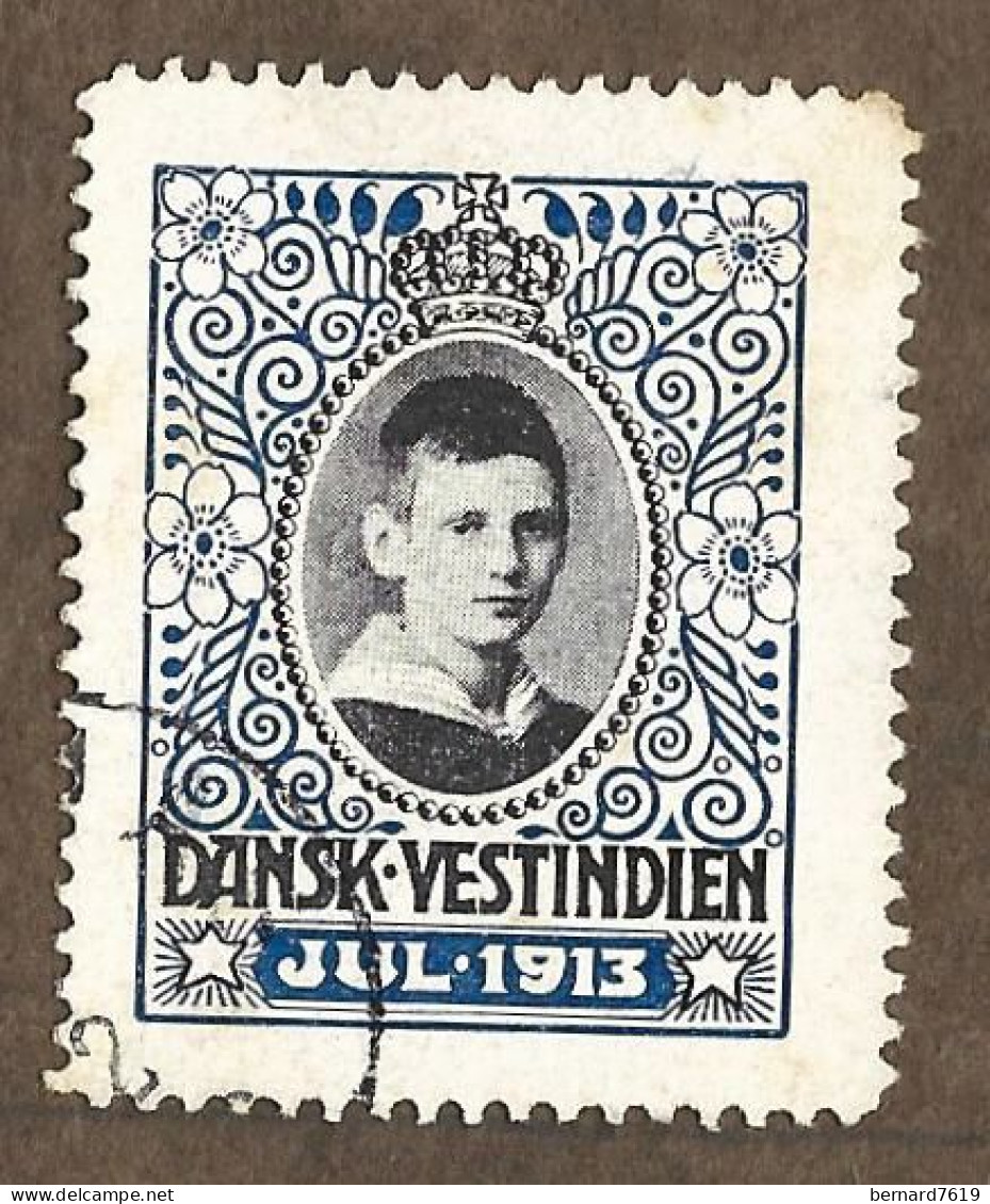 Timbre  -   Antilles Danoises  -  Croix Rouge - Dansk  Vestindien - Annee   Julen  1913 - Antilles