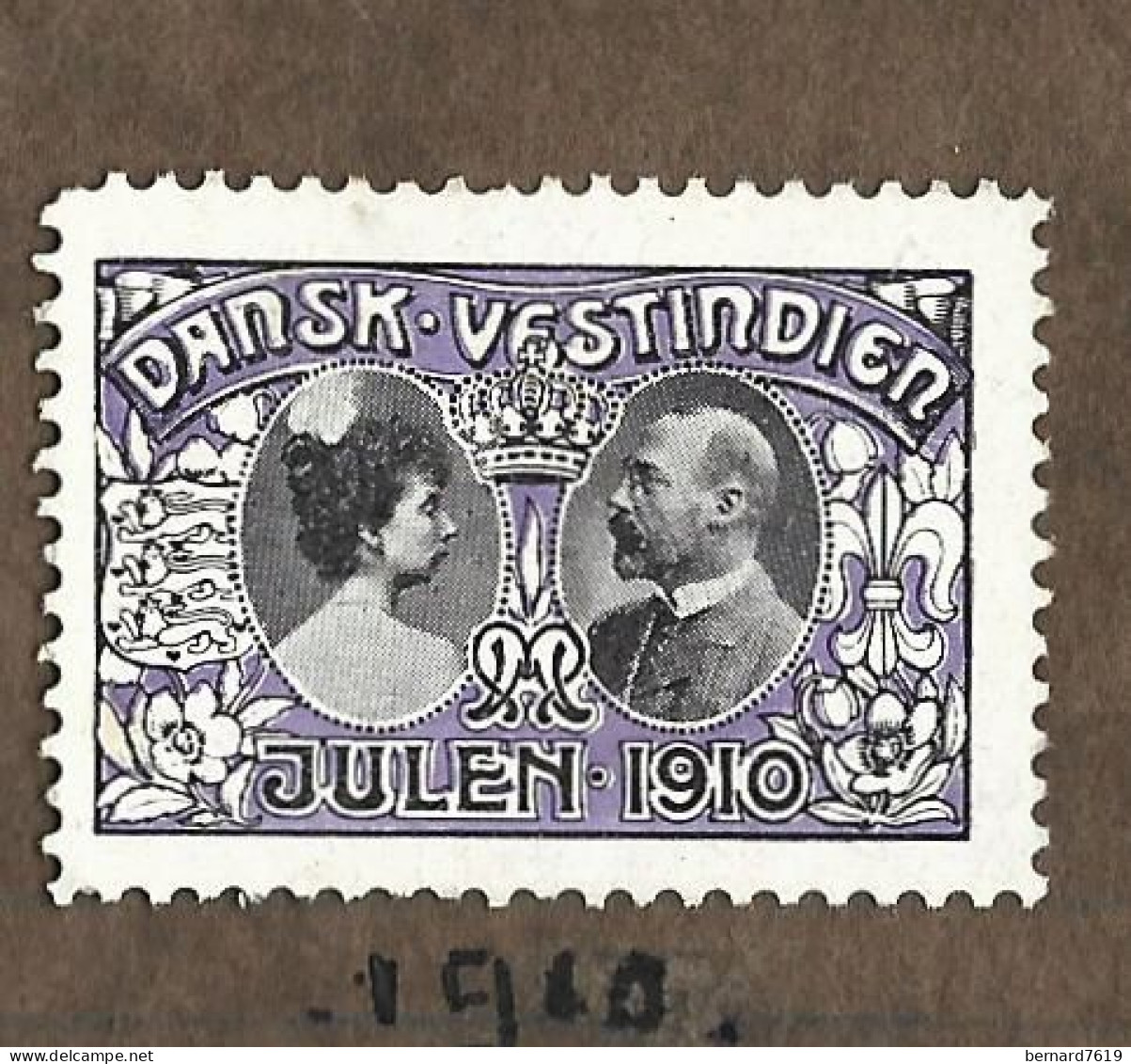 Timbre  -   Antilles Danoises  -  Croix Rouge - Dansk  Vestindien - Annee   Julen  1910 - Antilles