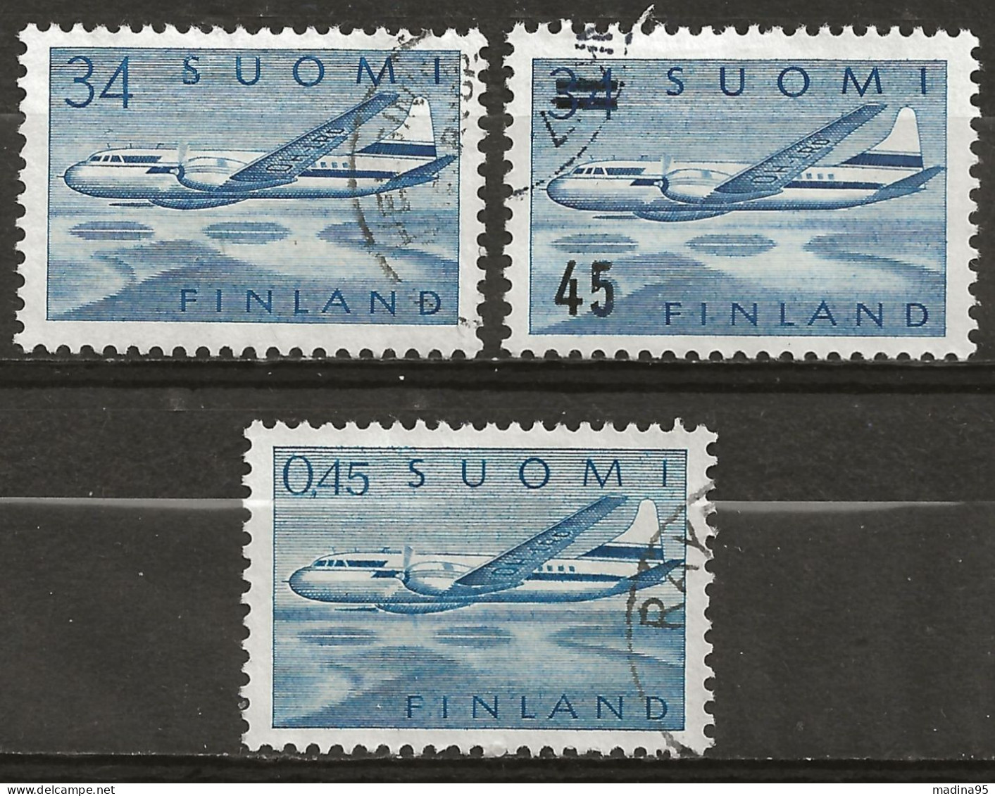 FINLANDE: Obl., PA N° YT 5, 7 Et 8, TB - Used Stamps