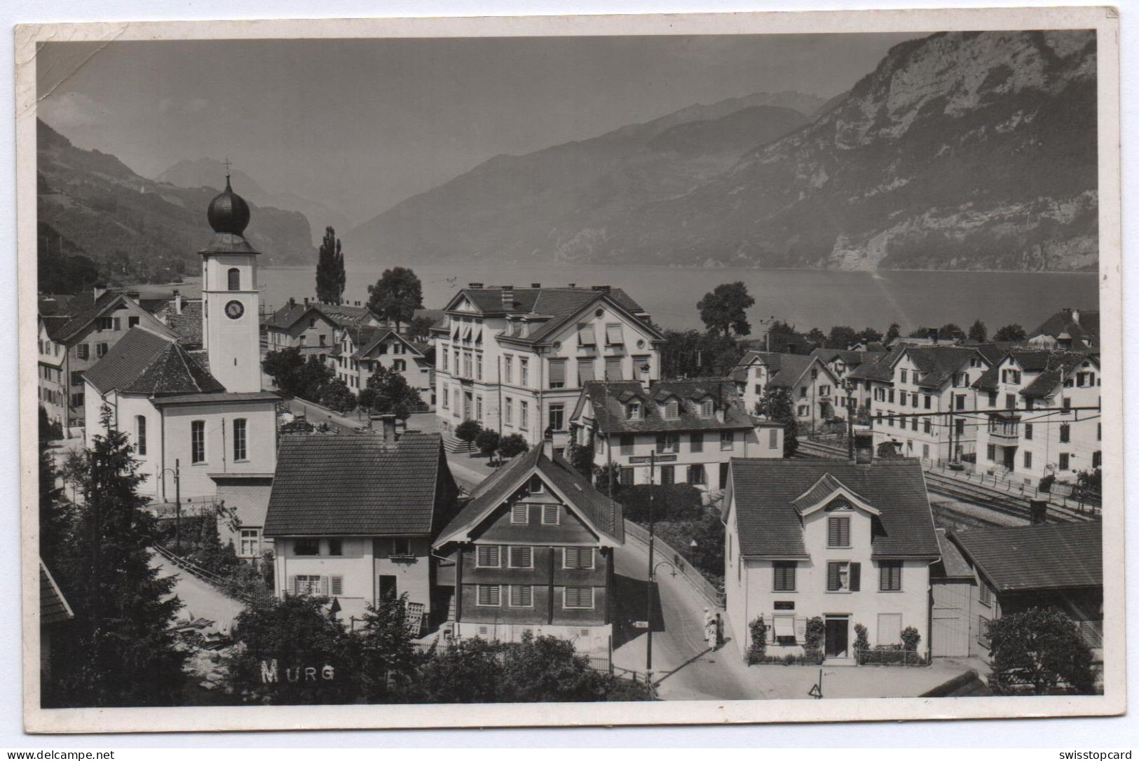 MURG Kirche Bahnhof Teilansicht Handlung L. Naeff Photo E. Widmer Walenstadt - Walenstadt