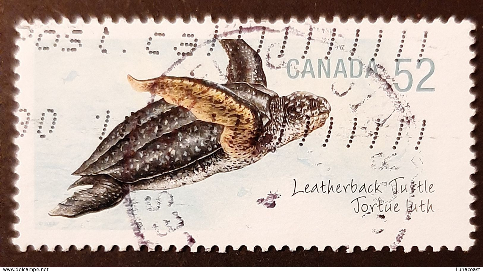 Canada 2007  USED Sc 2229d   52c From Souvenir Sheet, Endangered Species, Turtle, PERF. 13.4 - Oblitérés