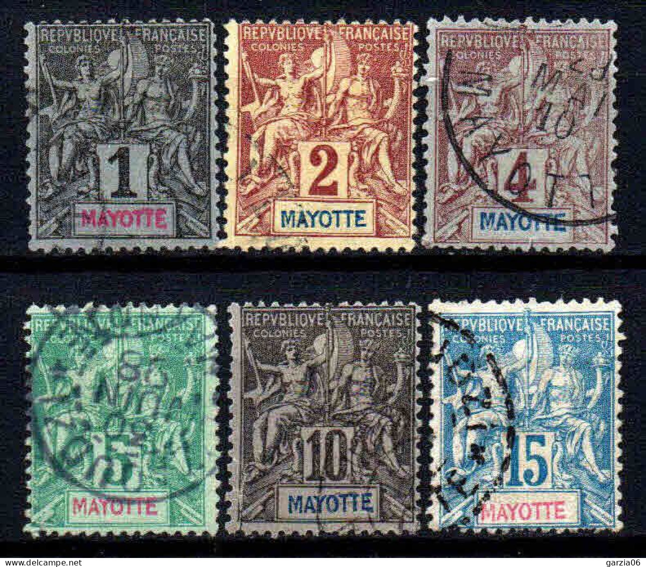 Mayotte - 1892   -  N° 1 à 6  - Oblitéré - Used - Oblitérés