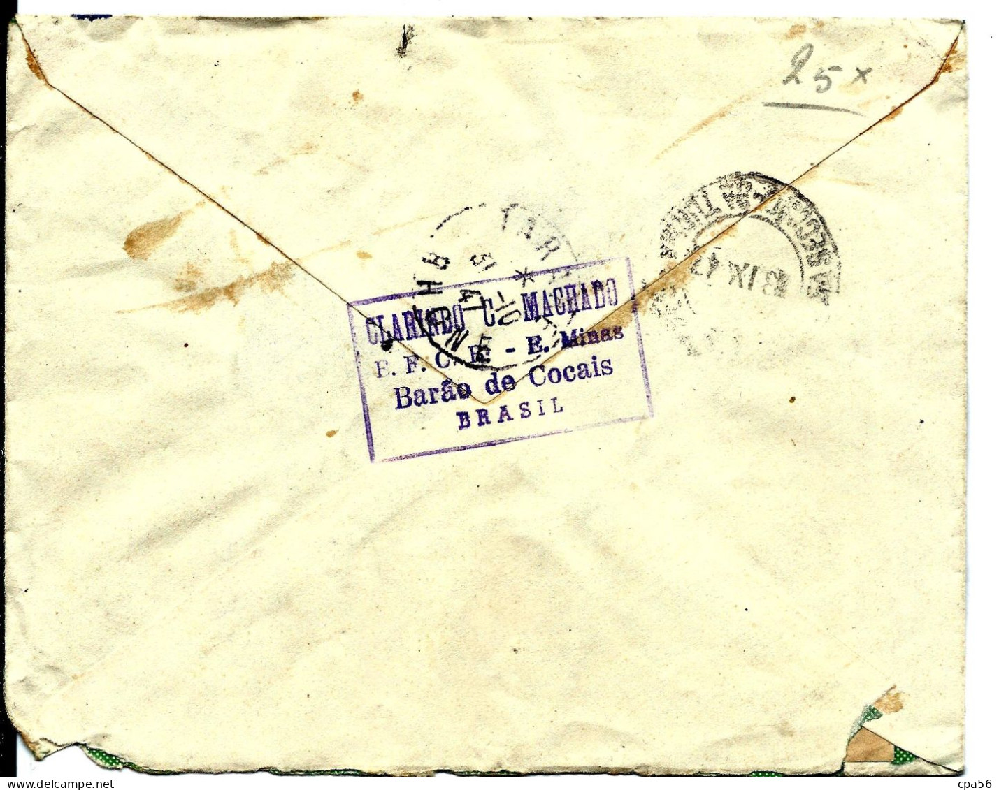 3 Timbres BRÉSIL Sur Enveloppe 1947 REGISTRADA - Storia Postale