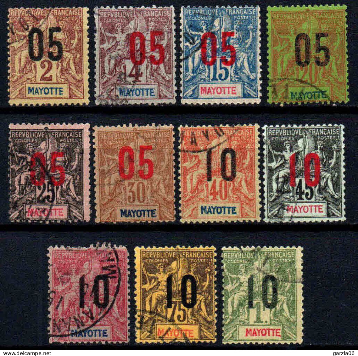 Mayotte - 1912   - Type Sage Surch -  N° 21 à 31  - Oblitéré - Used - Used Stamps
