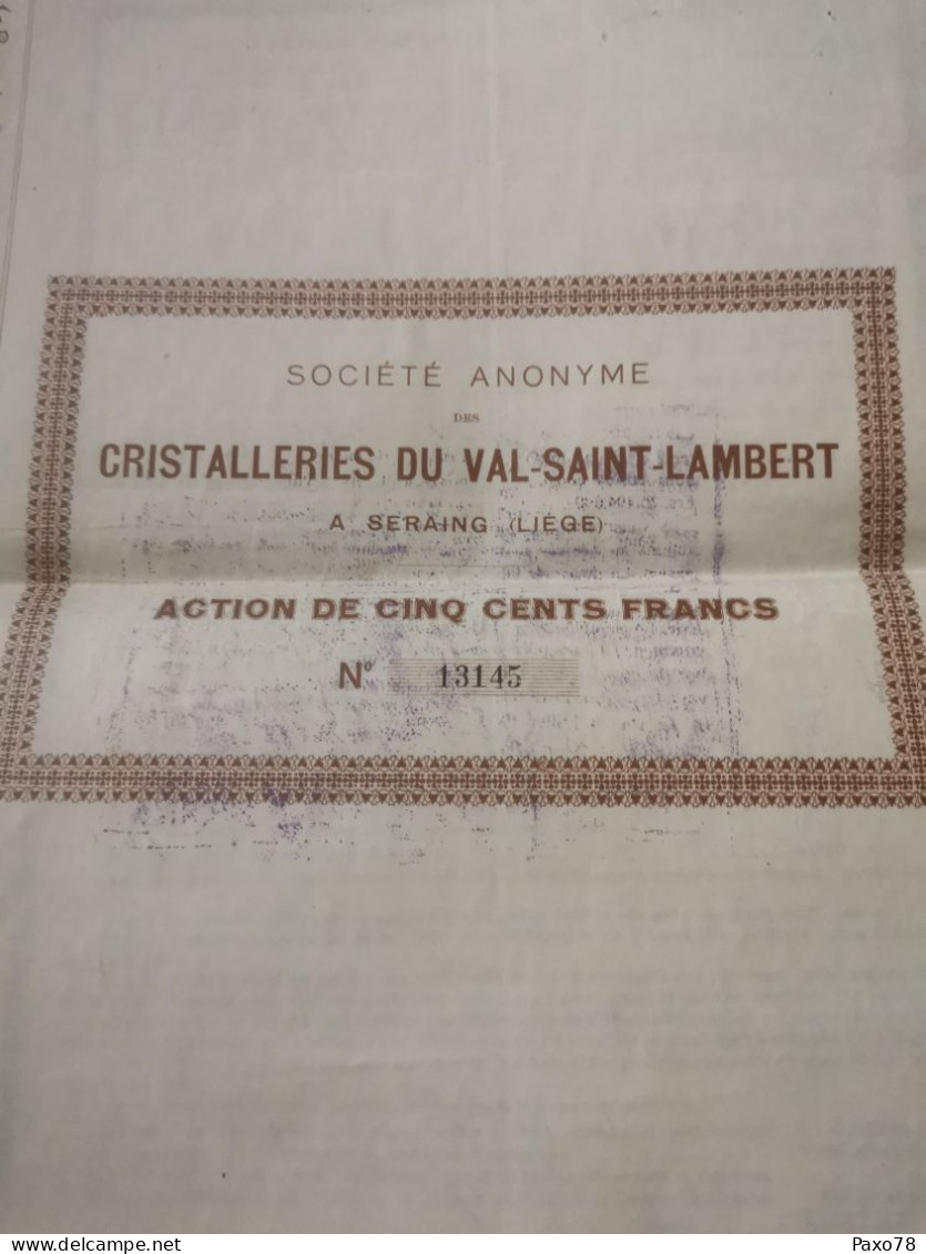 Action Belgique, Cristalleries Du Val-Saint-Lambert - Autres & Non Classés