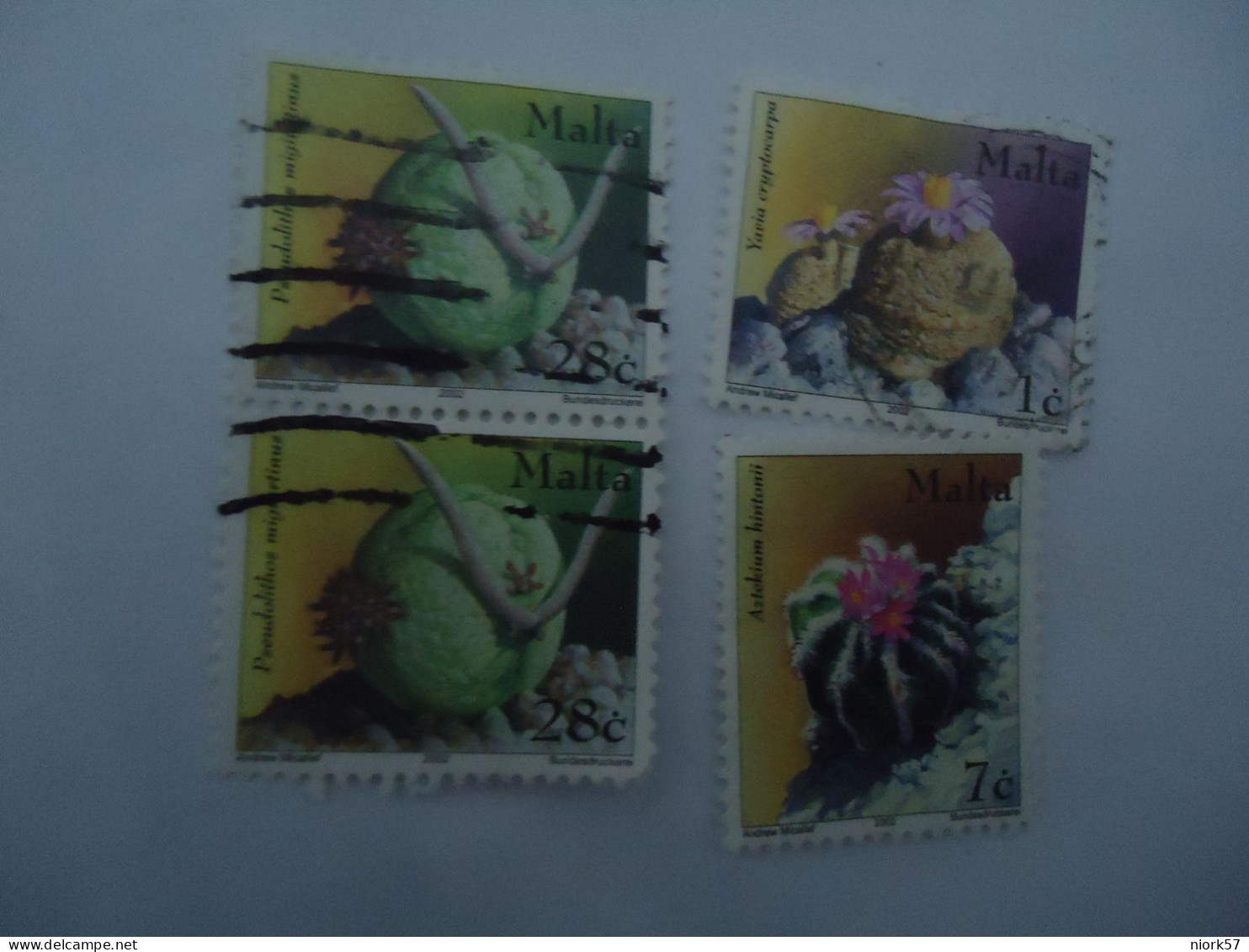 MALTA USED  4 STAMPS  CACTUS FLOWERS - Sukkulenten