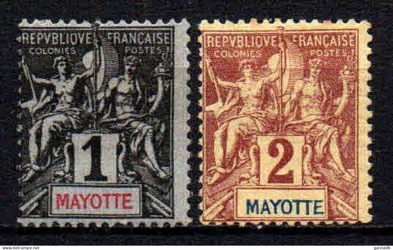 Mayotte - 1892   -  N° 1/2   Neufs * - MLH - Neufs