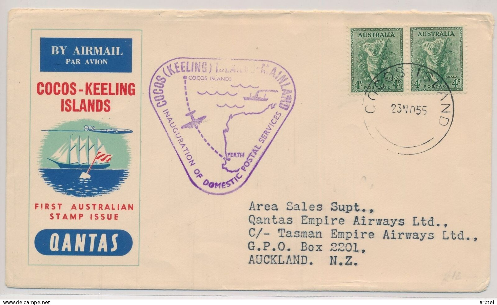 COCOS ISLAND AUSTRALIA KEELING DOMESTIC POSTAL SERVICES CORREO AEREO - Kokosinseln (Keeling Islands)