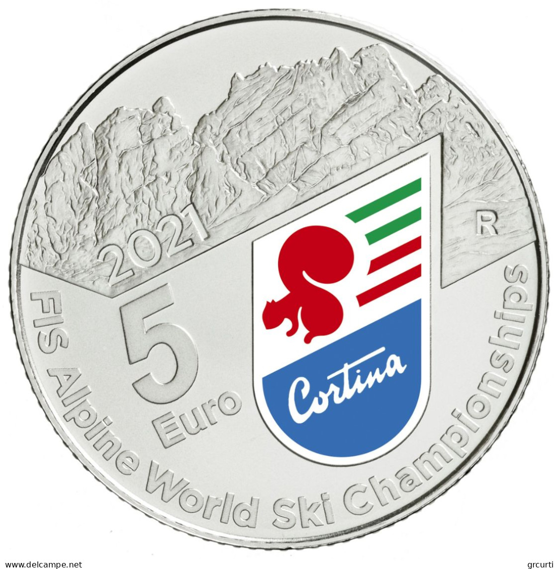 Italia - 5 Euro 2021 - XLVI Campionato Mondiale Di Sci Alpino, Cortina D'Ampezzo 2021 - UC# 245 - Italie