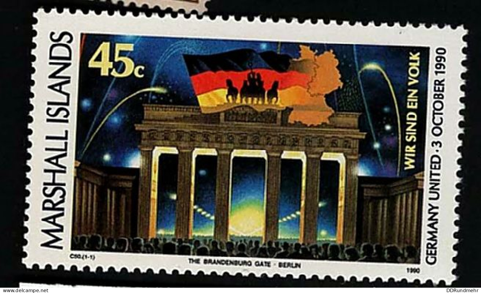 1990 Brandenburg Gate  Michel MH 320 Stamp Number MH 382 Yvert Et Tellier MH 318 Stanley Gibbons MH 350 Xx MNH - Marshall