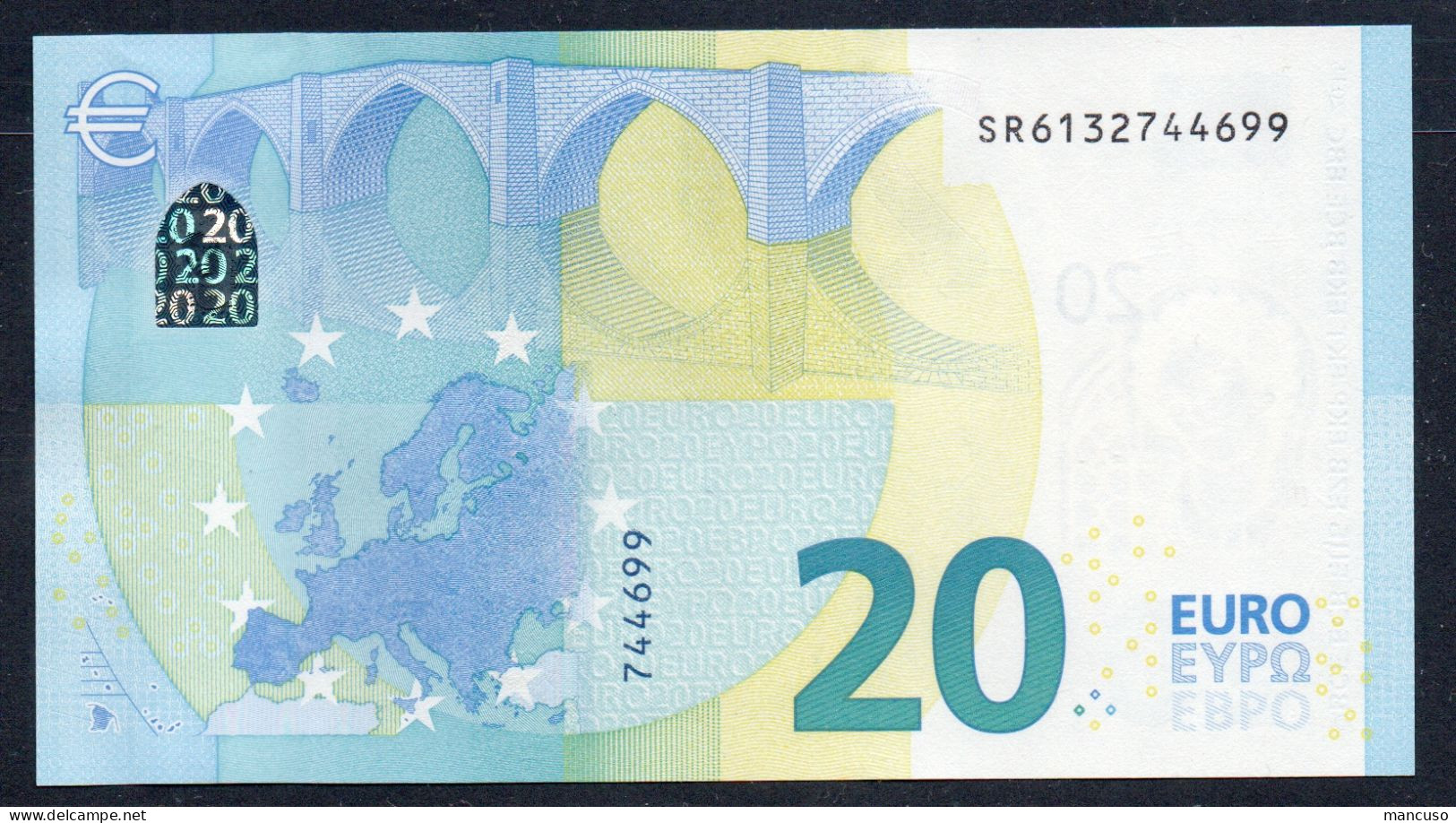 EURO 20  ITALIA  SR  S026  "13"  LAGARDE  UNC - 20 Euro