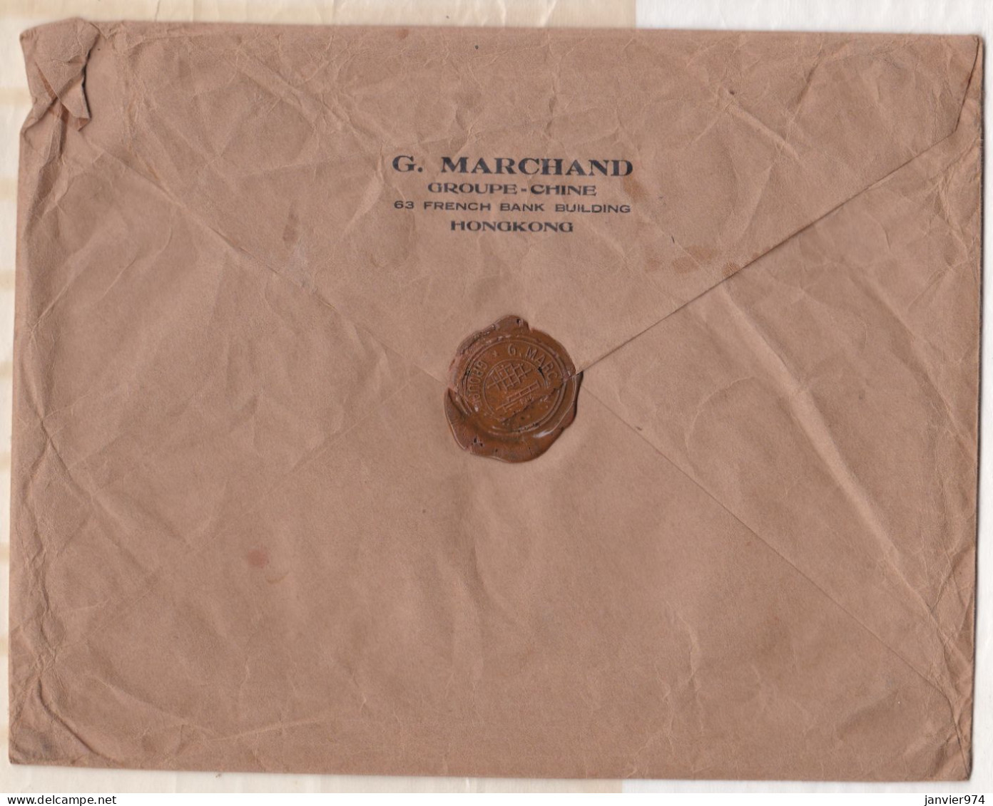 Hong Kong Enveloppe 1938 De G. Marchand Groupe – Chine Pour Paris . 10 Timbres + Cachet En Cire. - Andere & Zonder Classificatie