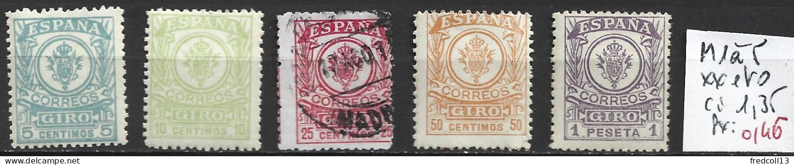 ESPAGNE MANDATS 1 à 5 ** ( 3 Oblitéré ) Côte 1.35 € - Postmandaten