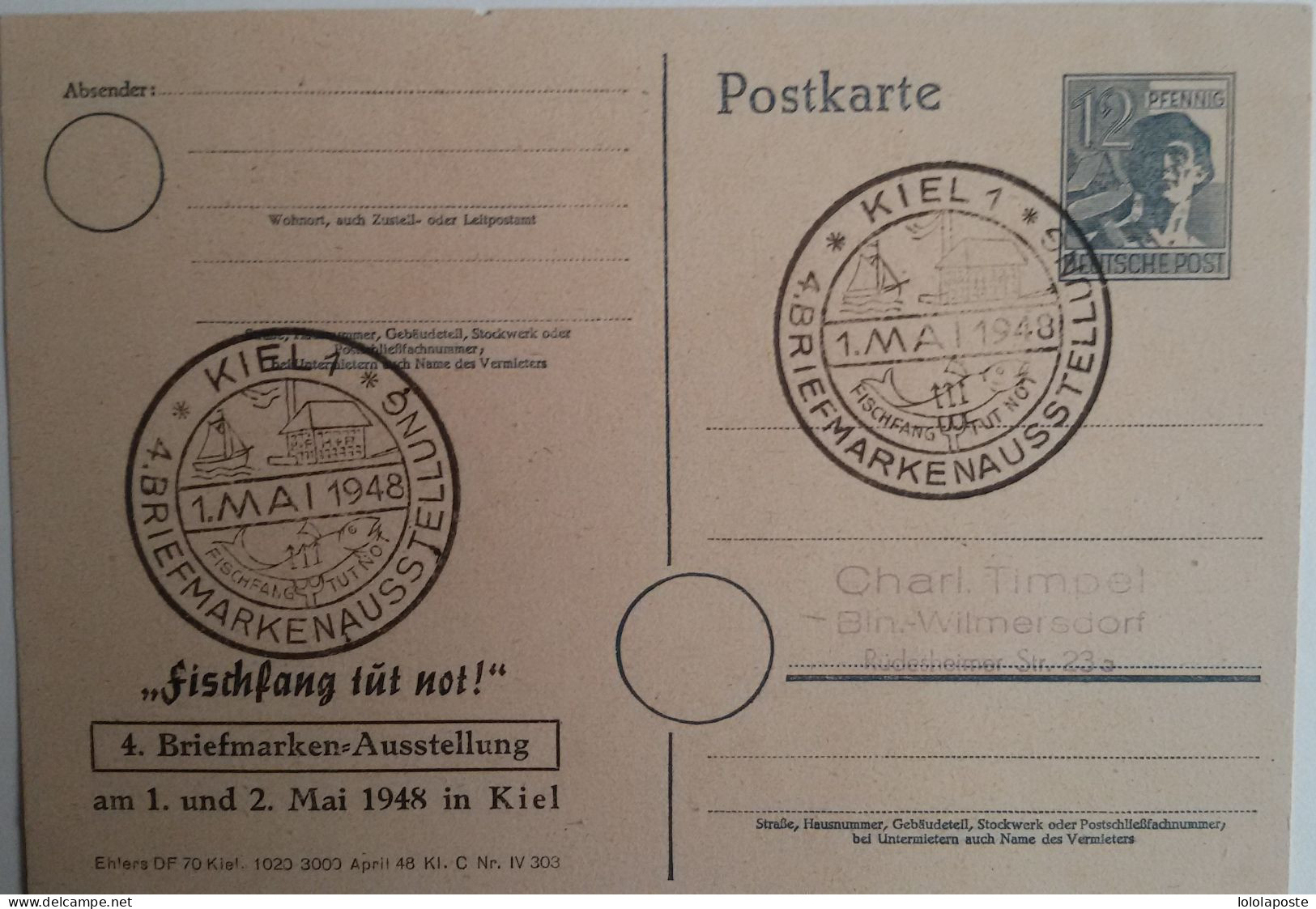THEME PECHE - ALLEMAGNE - BERLIN - Entier Publicitaire (carte Postale) - Cartes Postales Privées - Oblitérées