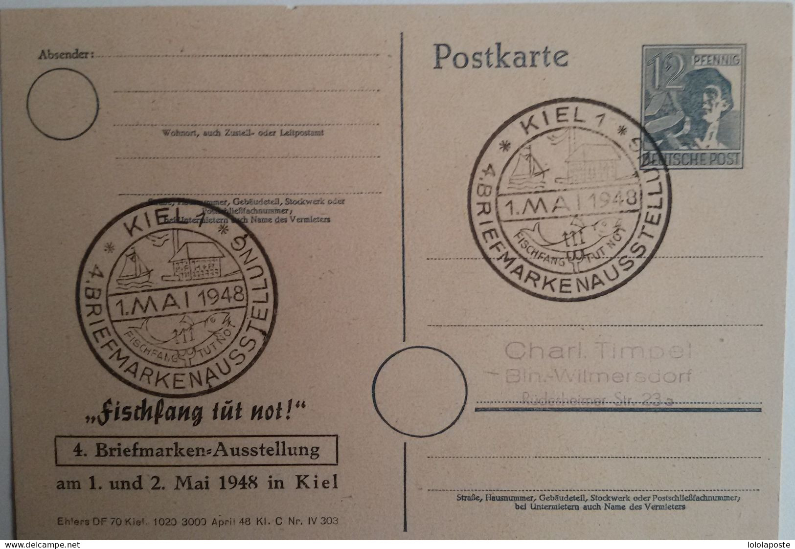 THEME PECHE - ALLEMAGNE - BERLIN - Entier Publicitaire (carte Postale) - Cartoline Private - Usati