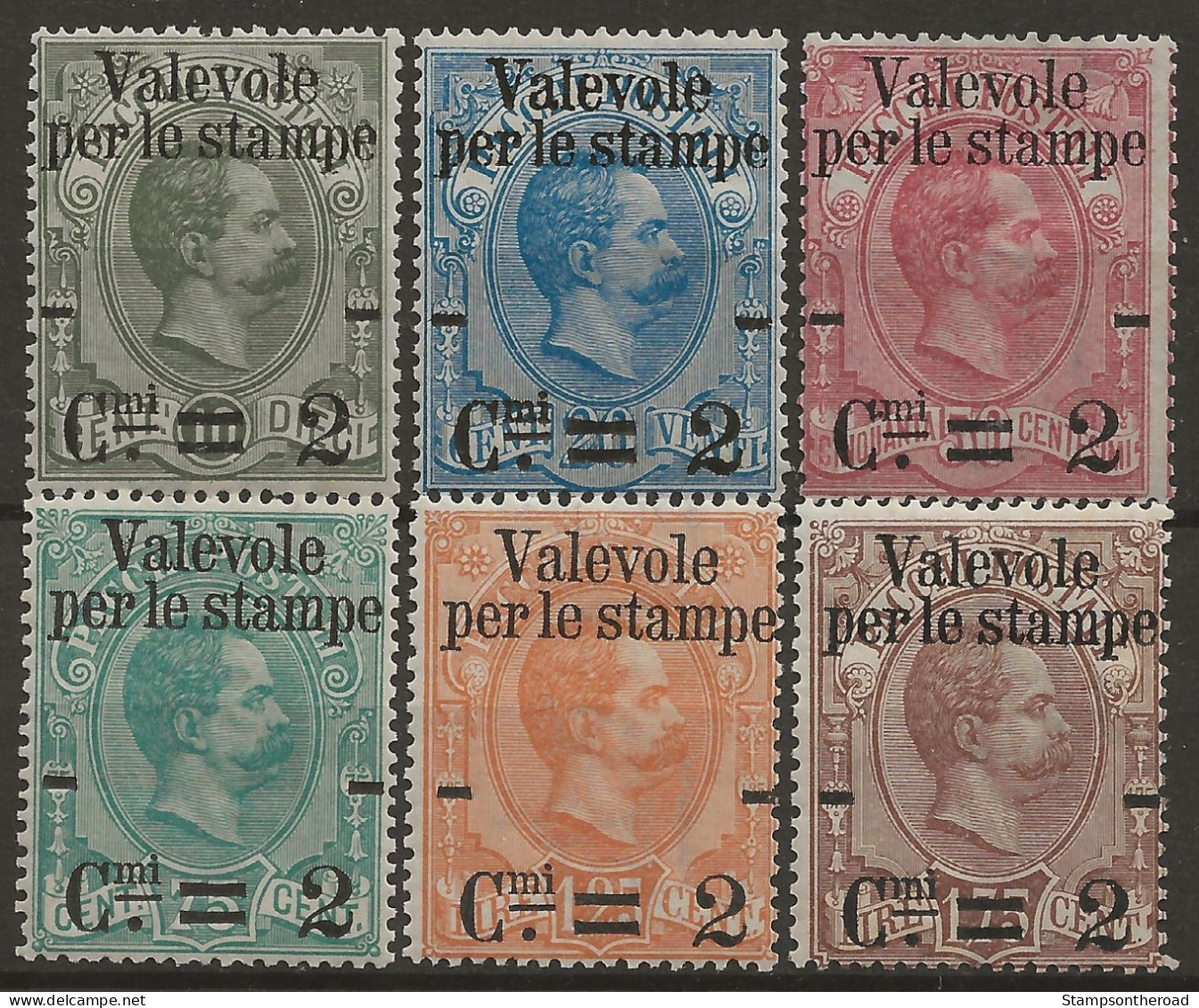 IT50-55N Regno D'Italia 1890 - Sass. Nr. 50/55, Serie Completa Di 6 Francobolli Senza Linguella **/ - Mint/hinged