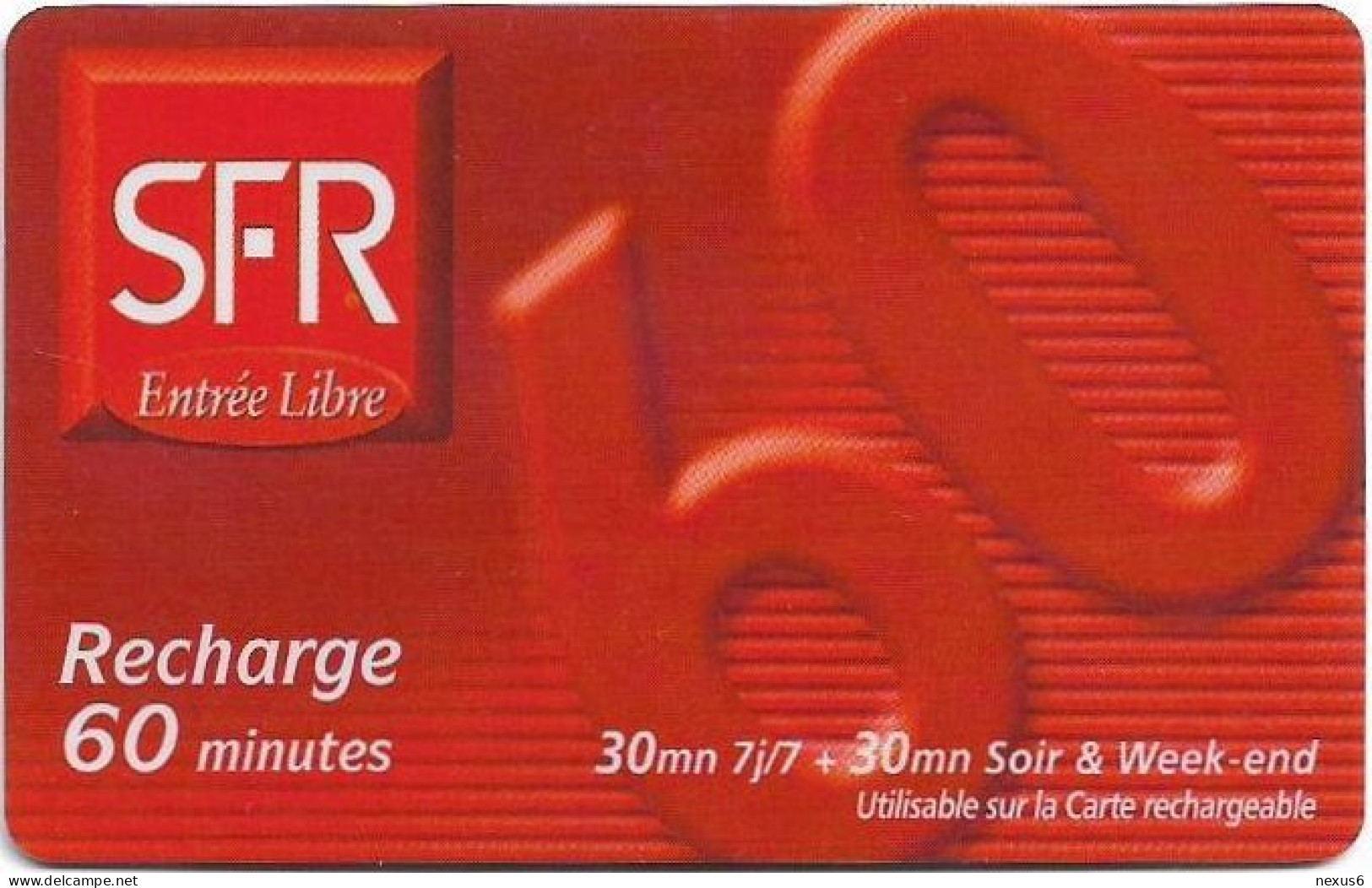 Reunion - SFR - SFR Red Diagonal Values, Normal Zero 0, Exp.12.2002, GSM Refill 60Min, Used - Réunion