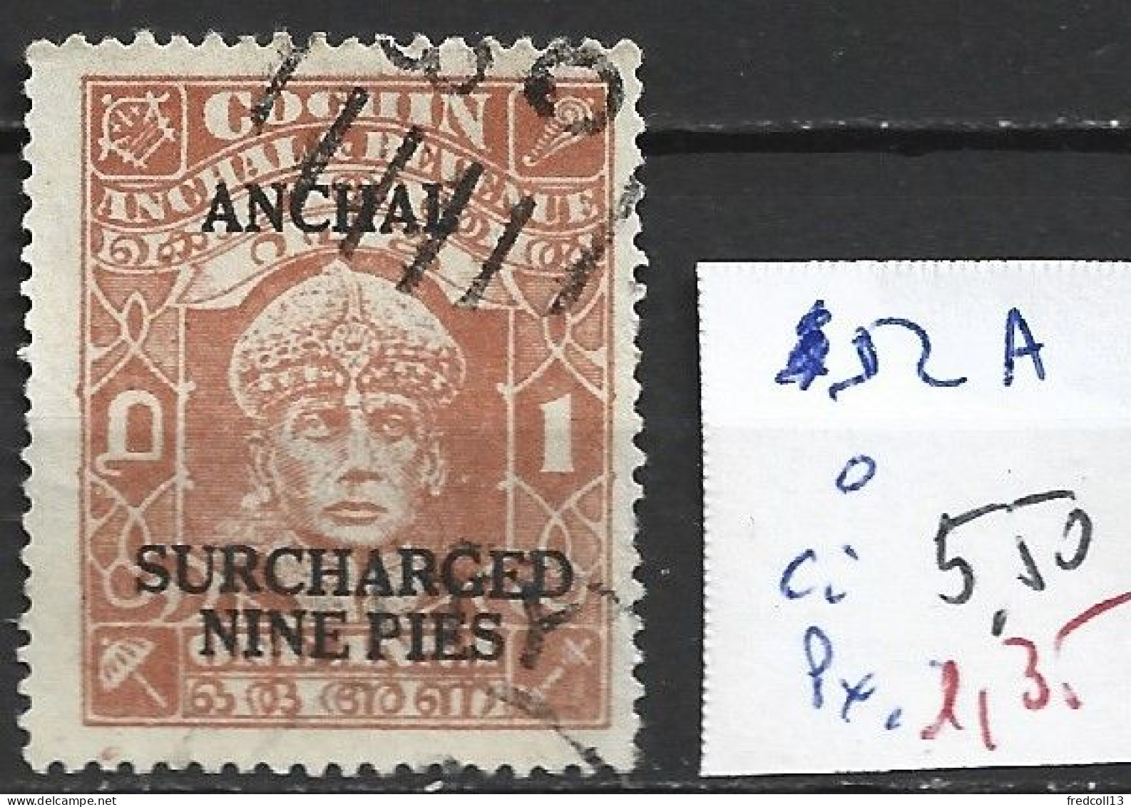 ETATS PRINCIERS DE L'INDE COCHIN 52A Oblitéré Côte 5.50 € - Cochin